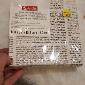 Decor news print canvas 6 x6 nwt